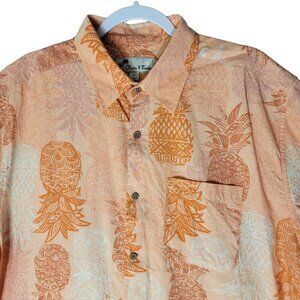 Oliver and Burke Mens Hawaiian Shirt Pineapple Tropical Vacation Orange Sz XL